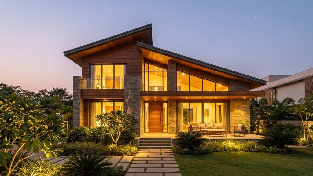 Completed 2,500 sq ft residential villa designed by Mdeepa Architects in Jubilee Hills, Hyderabad showcasing climate-responsive architecture