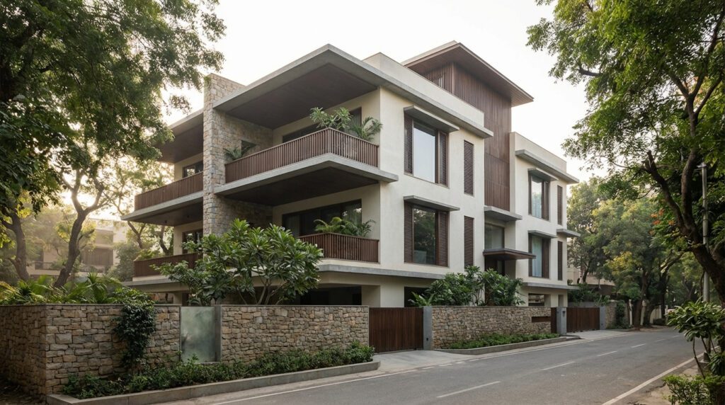 Completed residential building in Hyderabad designed through a structured architectural design process