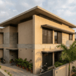 Contemporary independent house in Hyderabad designed with shading devices and climate-responsive features